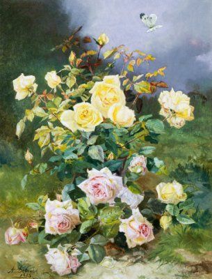 Alexandre Debrus - Trandafiri galbeni si roz